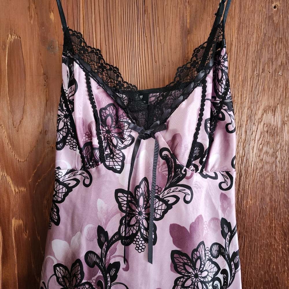 Y2K Apt 9 Intimates Fairy Whimsigoth Floral  Purple Mini Slip Dress Nightie L - Picture 5 of 7